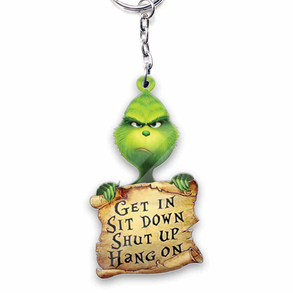 Monte, assieds-toi, tais-toi, attends ! - Porte-clés Green Mischief (Imprimé des deux côtés)