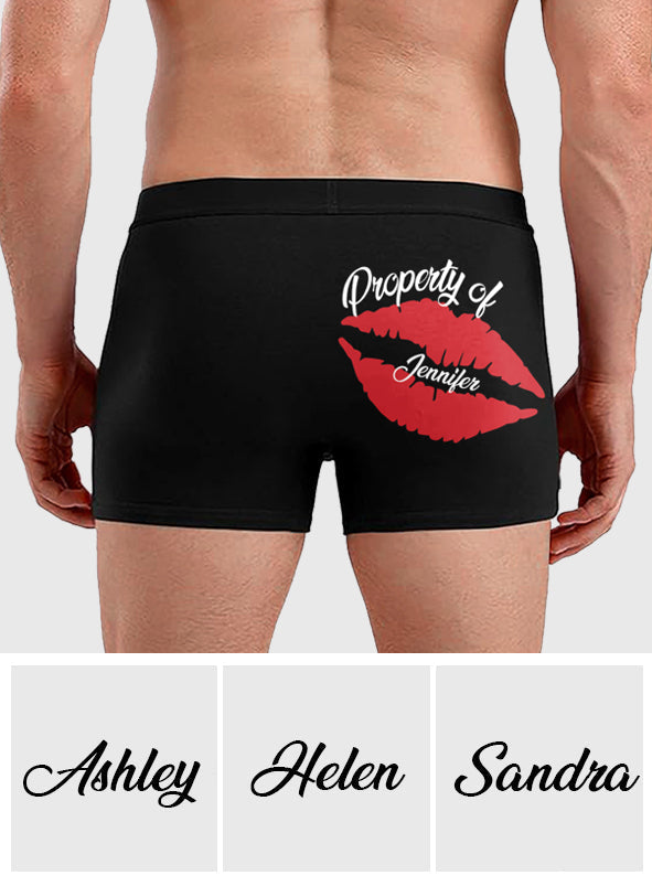 Cadeau humoristique pour lui, propriété de sa copine - Boxers personnalisés pour couple homme