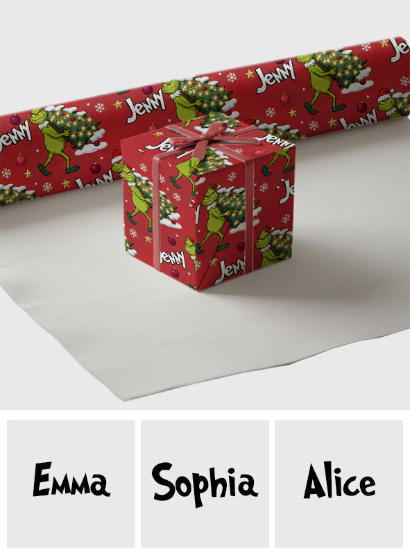 Joyeux Grinchmas - Papiers cadeaux de Noël personnalisés avec étole