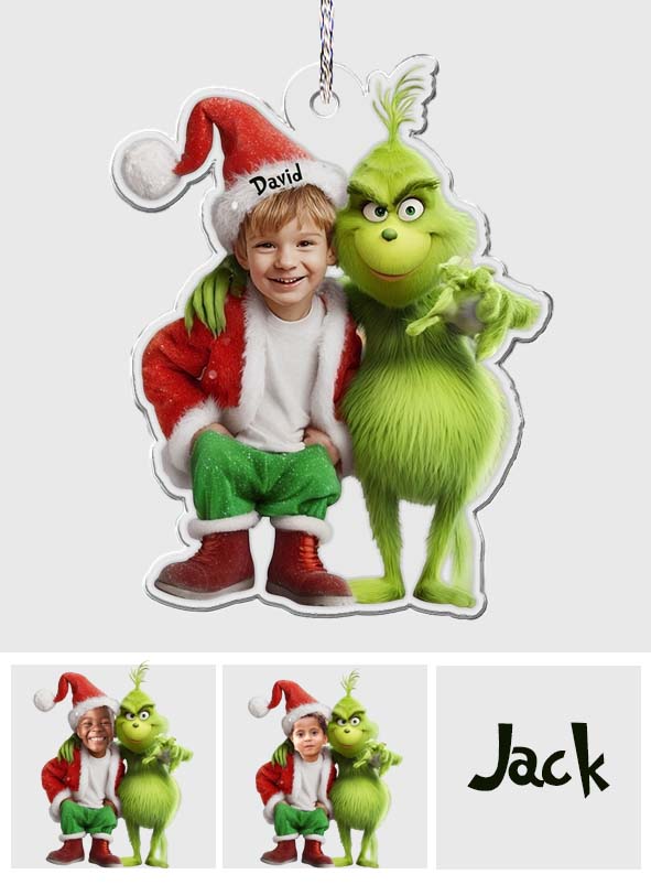 Green Monster Friend - Personalized Stole Christmas Custom Shaped Ornament