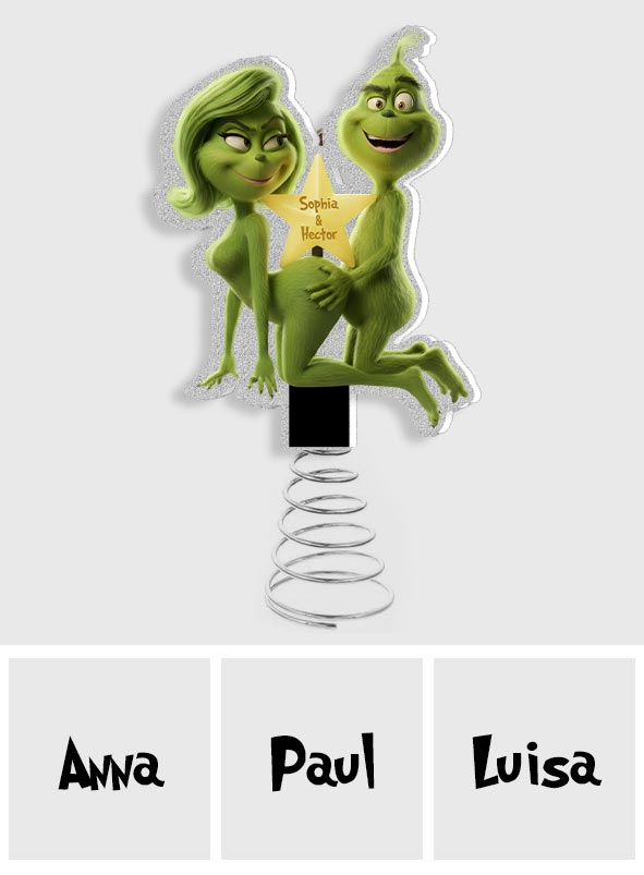 Fuzzy Green Trouble on Top - Étole personnalisée avec lumière LED pour sapin de Noël