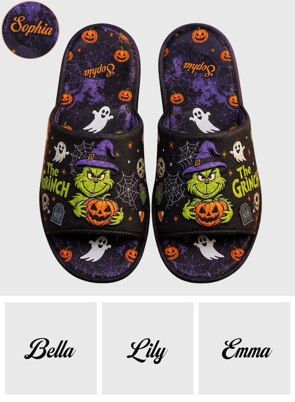 Halloween Mean Guy - Personalized Stole Christmas Open-Toe Slippers