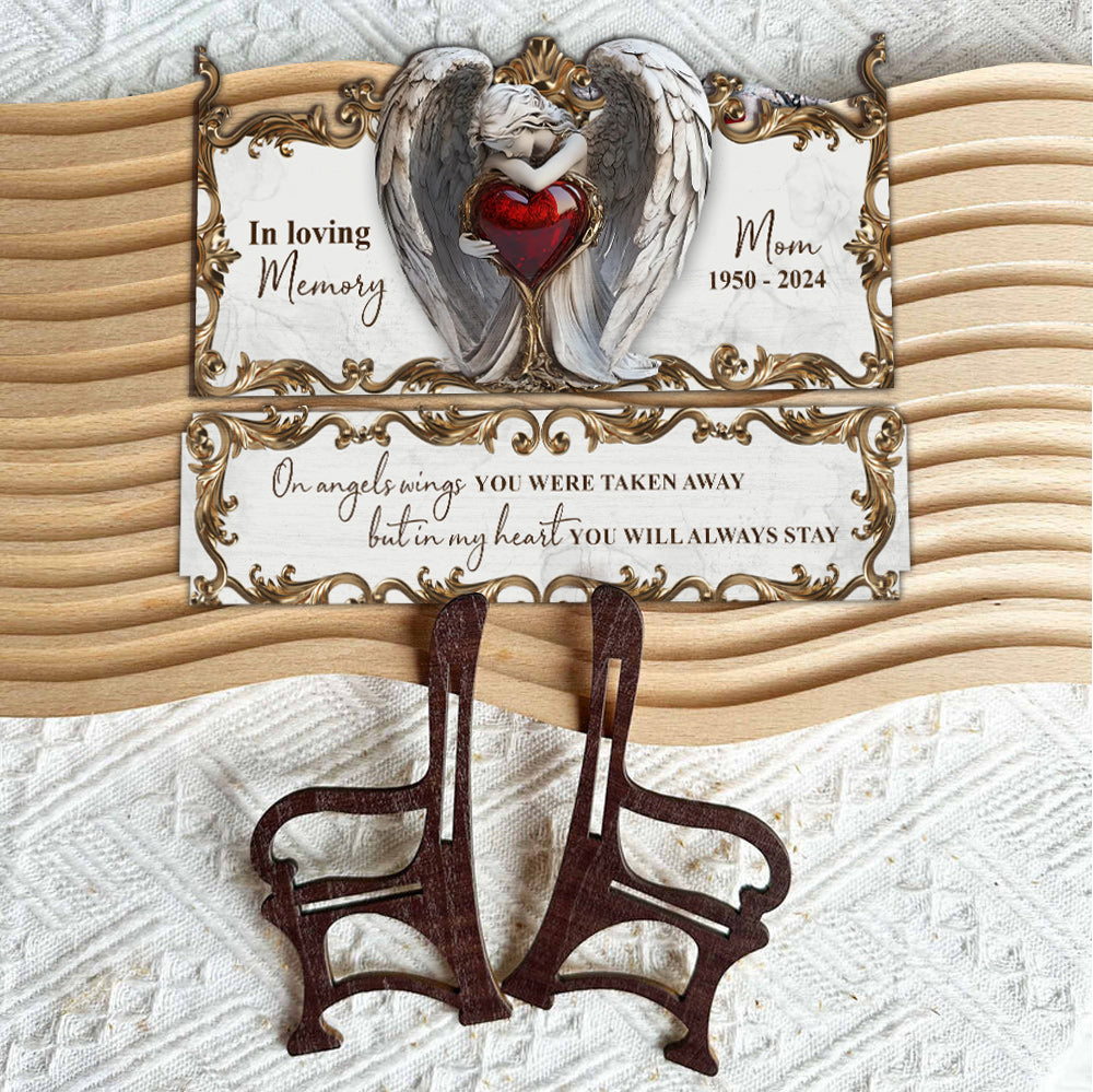 On Angels Wings - Personalized Memorial Wooden Bench