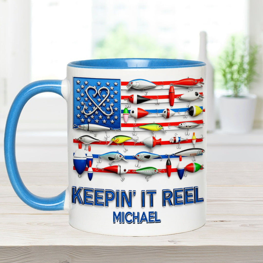 Mug personnalisé « Keepin' It Reel » sur le thème de la pêche
