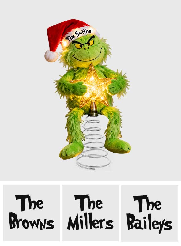 Merry Grinchmas - Personalized Stole Christmas LED Light Tree Topper