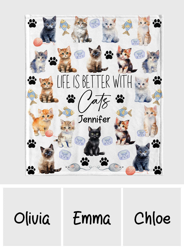 La vie est plus belle avec des chats - Couverture personnalisée pour chat