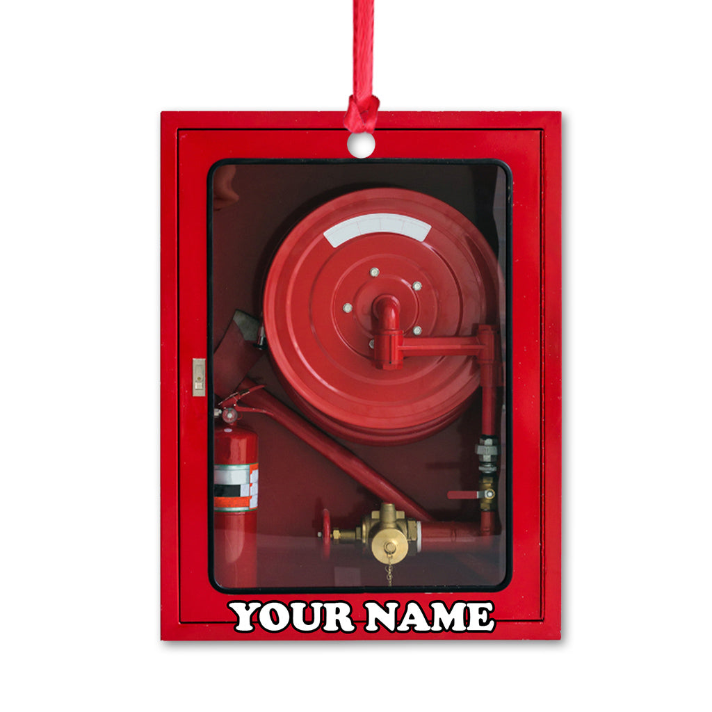 Fire Engine Red Box - Personalized Christmas Firefighter Ornament (Printed On Both Sides)