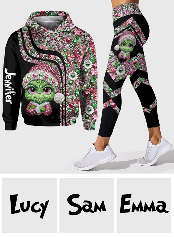 Joyeux Grinchmas ! - Sweat à capuche et legging personnalisés avec étole de Noël
