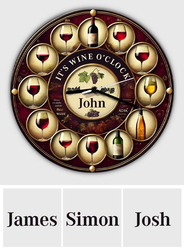 C'est l'heure du vin ! - Horloge murale personnalisée pour le vin
