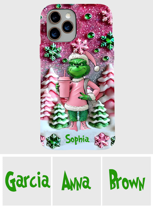 Joyeux Grinchmas - Coque de téléphone personnalisée avec imprimé intégral « Étole de Noël »