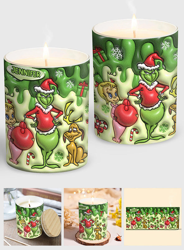 Joyeux Noël - Étole personnalisée avec bougie de Noël et couvercle en bois
