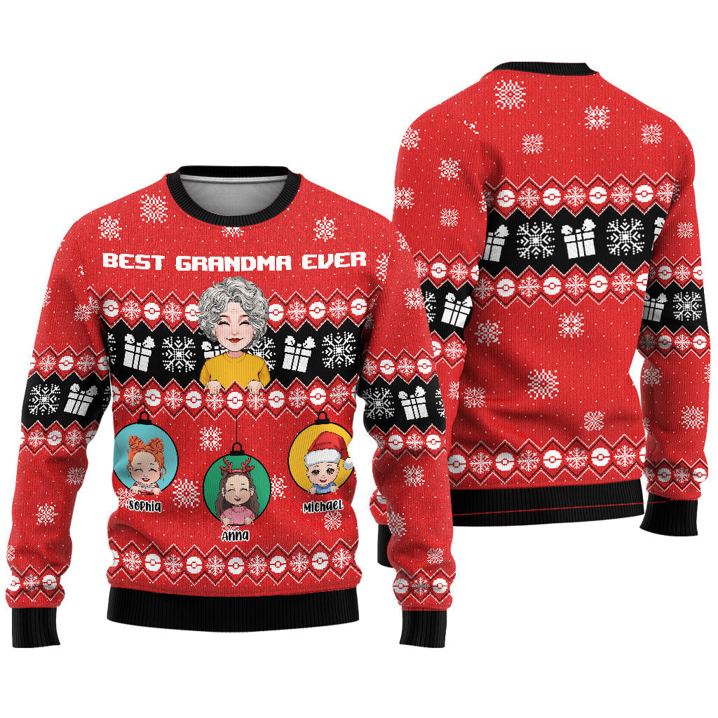 Best Grandma Ever - Personalized Grandma Ugly Sweater