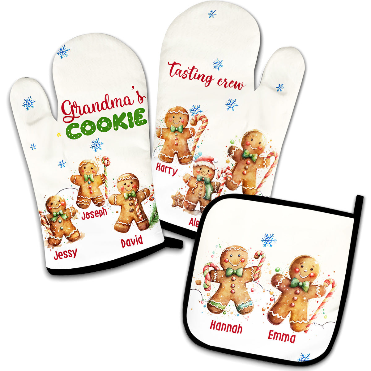 Grandma’s Cookies Tasting Crew - Personalized Grandma Oven Mitts & Pot Holder Set