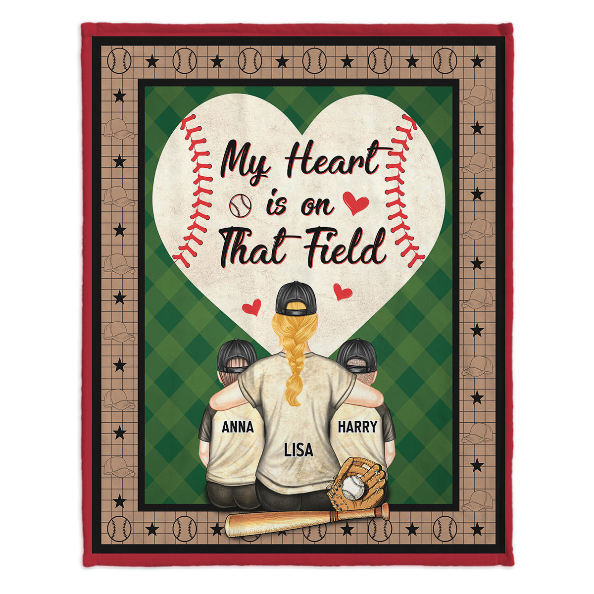 Mon cœur est sur ce terrain - Couverture de baseball personnalisée