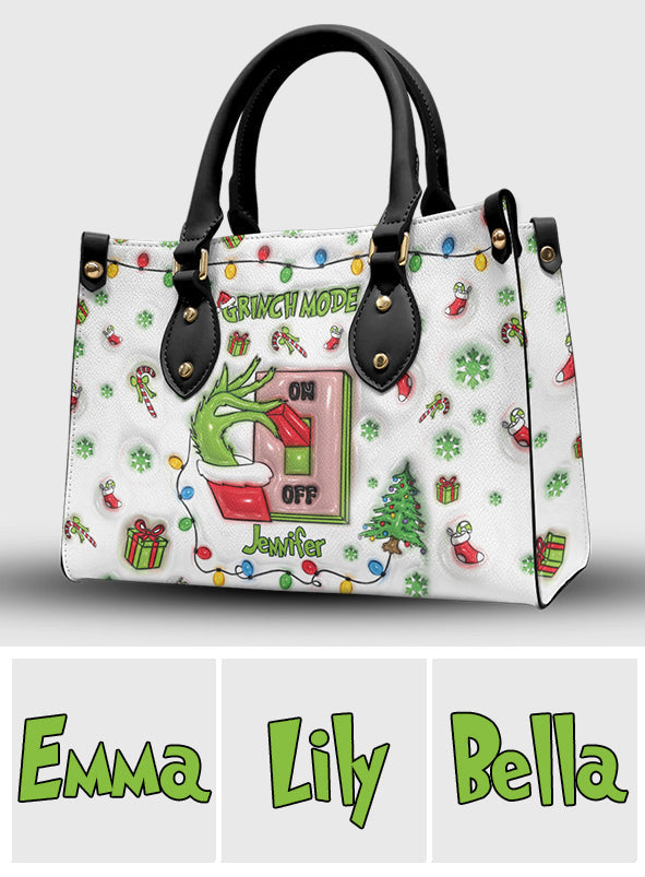 Christmas Mode On - Personalized Stole Christmas Leather Handbag