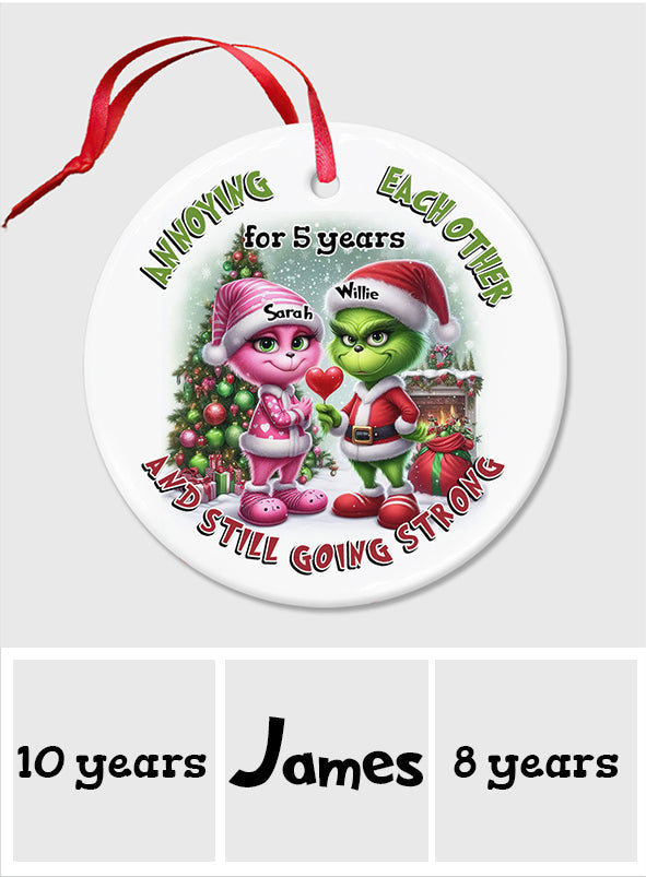 Annoying Each Other - Personalized Stole Christmas Ceramic Circle Ornament