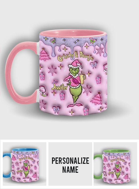 Grinchy & Bougie - Personalized Stole Christmas Accent Mug