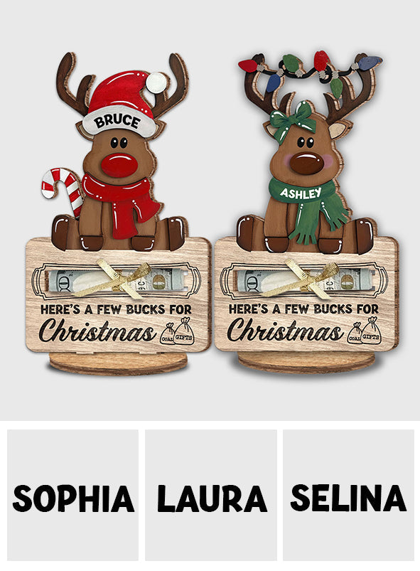 Here's A Few Bucks For Christmas - Personalized Family Freestanding Wood Plaque