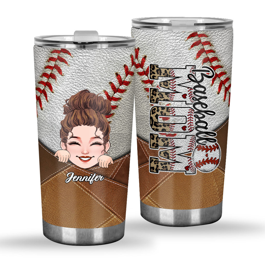 Maman de joueur de baseball, je vis mon rêve - Gobelet isotherme personnalisé sur le thème du baseball
