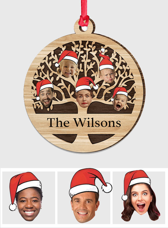 Sapin de Noël personnalisé avec nom de famille - Décoration de Noël multicolore