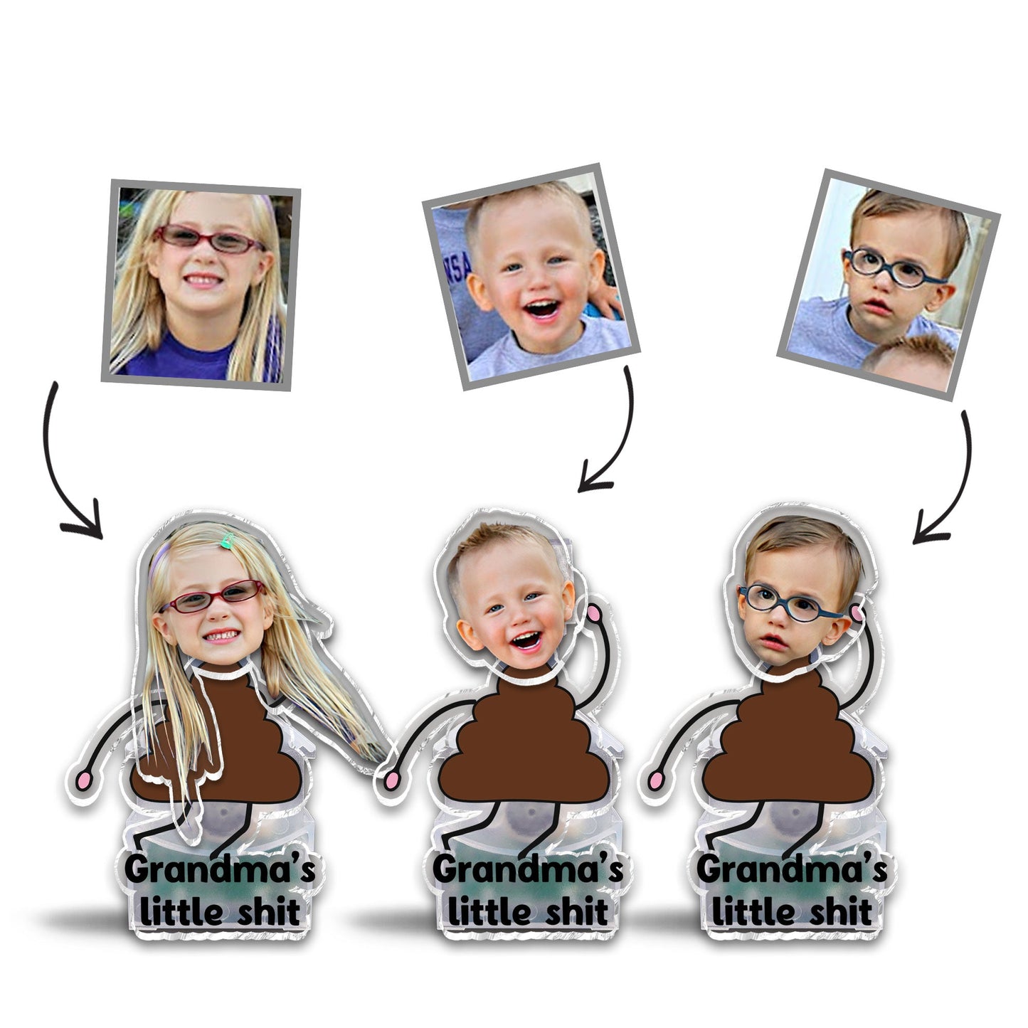 Mamie Petite Merde - Cadeau pour mamie - Tête à secouer personnalisée