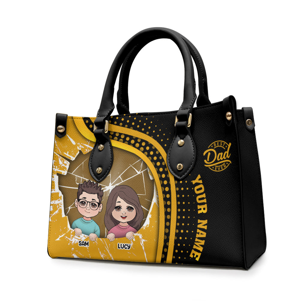 Best Dad Ever - Personalized Father Leather Handbag