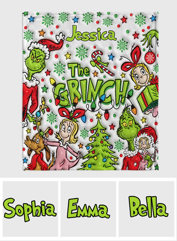 Merry Grinchmas - Personalized Stole Christmas Blanket