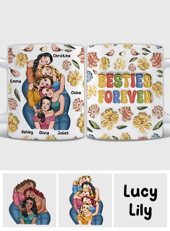 Mug personnalisé « Meilleures amies pour toujours » à motif floral - Mug personnalisé pour meilleures amies