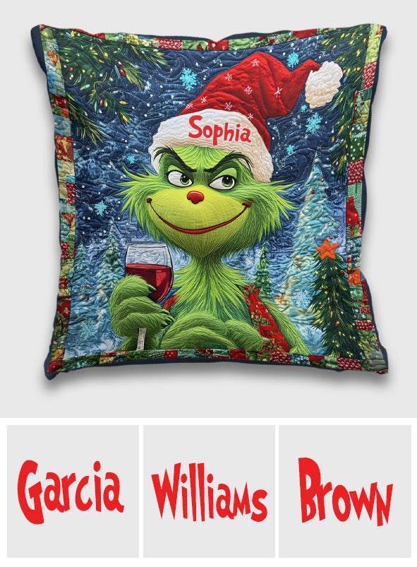 Merry Grinchmas - Personalized Stole Christmas Throw Pillow