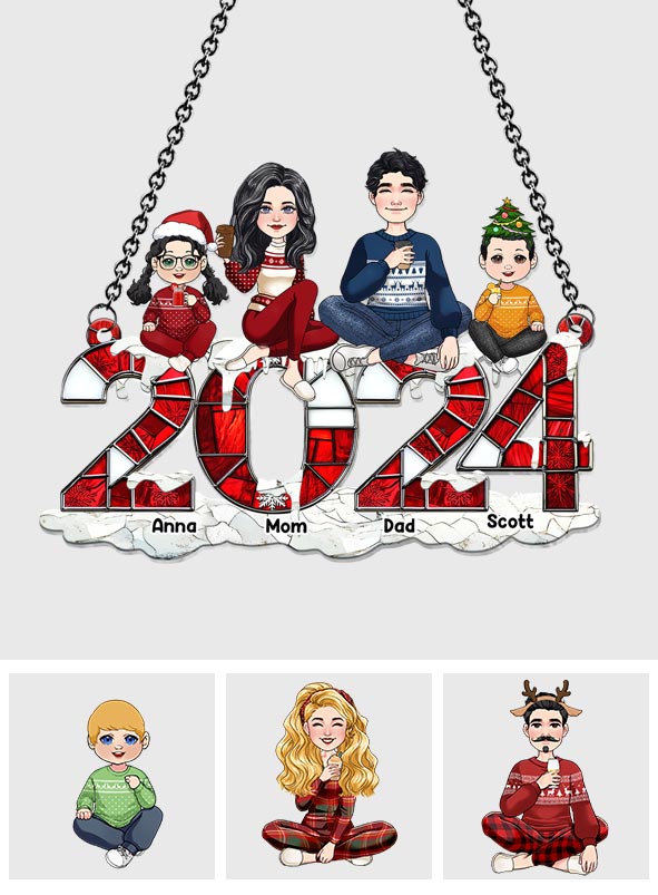 Noël 2024 - Décoration de Noël personnalisée pour toute la famille, attrape-soleil à suspendre à la fenêtre