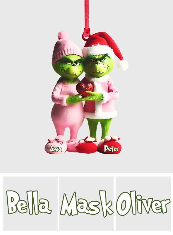 Grinchy Couple - Personalized Stole Christmas Ornament