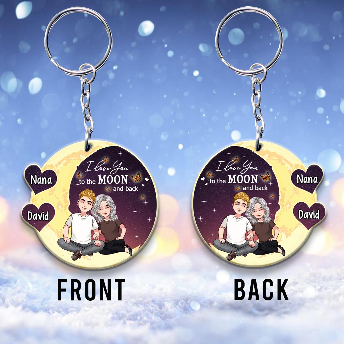 To The Moon And Back - Gift for mom, grandma - Personalized Keychain