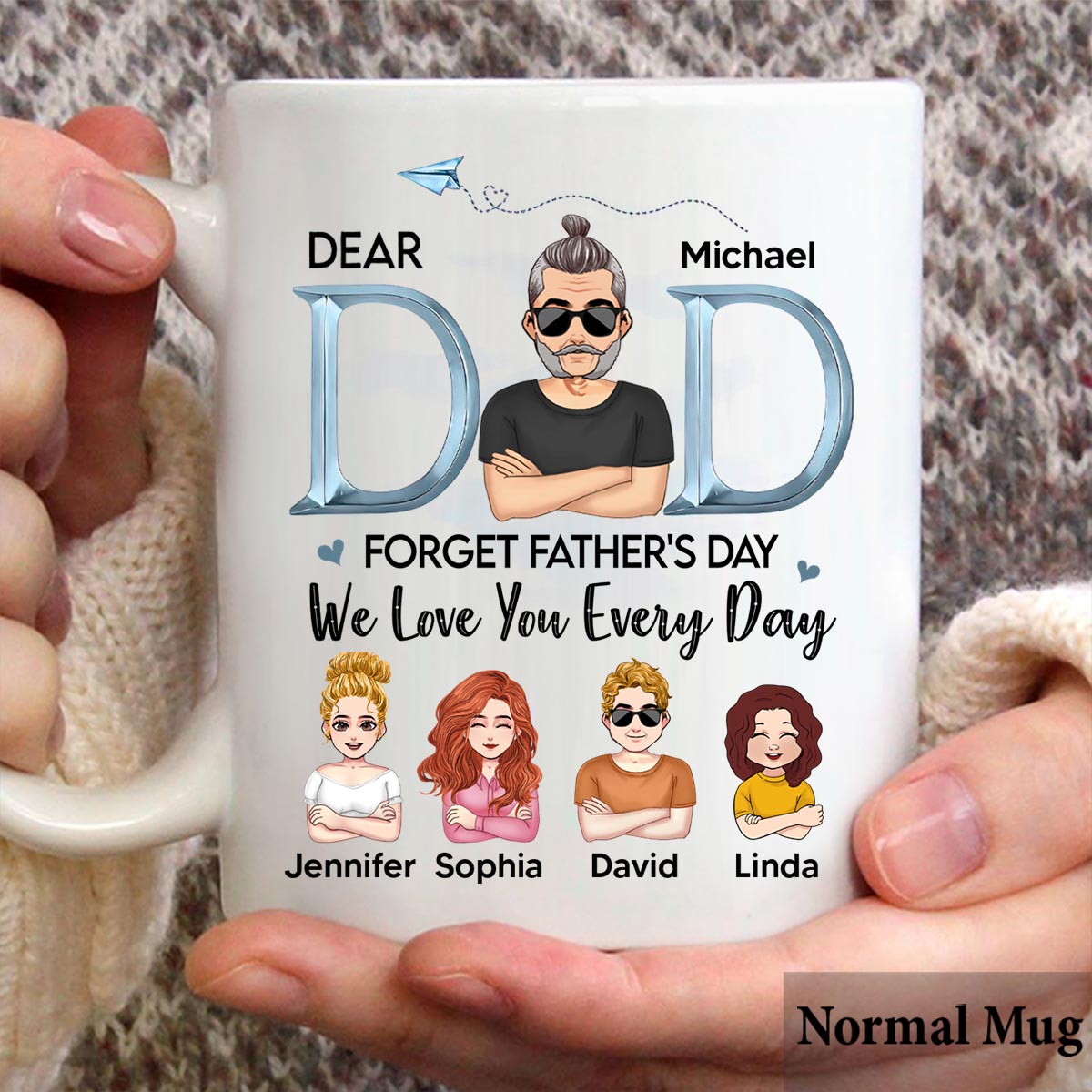 On t'aime tous les jours, papa - Mug personnalisé pour père