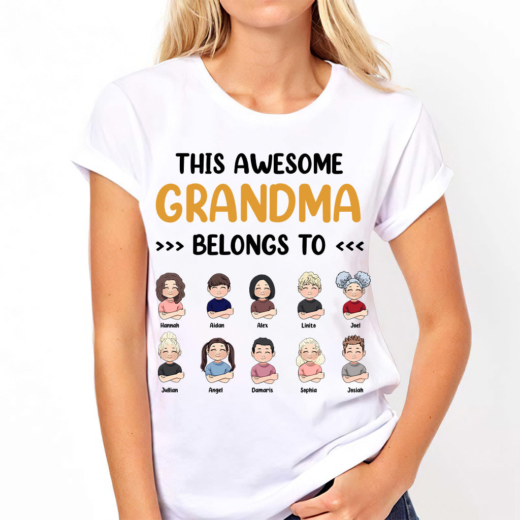 This Awesome Grandpa Grandma Belongs To - Personalized Mother's Day Grandma T-shirt and Hoodie