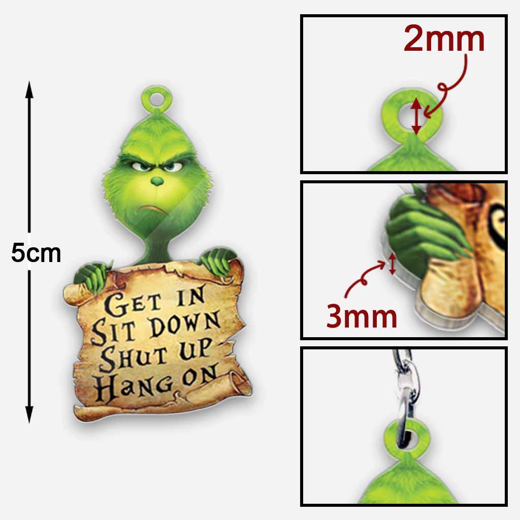 Monte, assieds-toi, tais-toi, attends ! - Porte-clés Green Mischief (Imprimé des deux côtés)