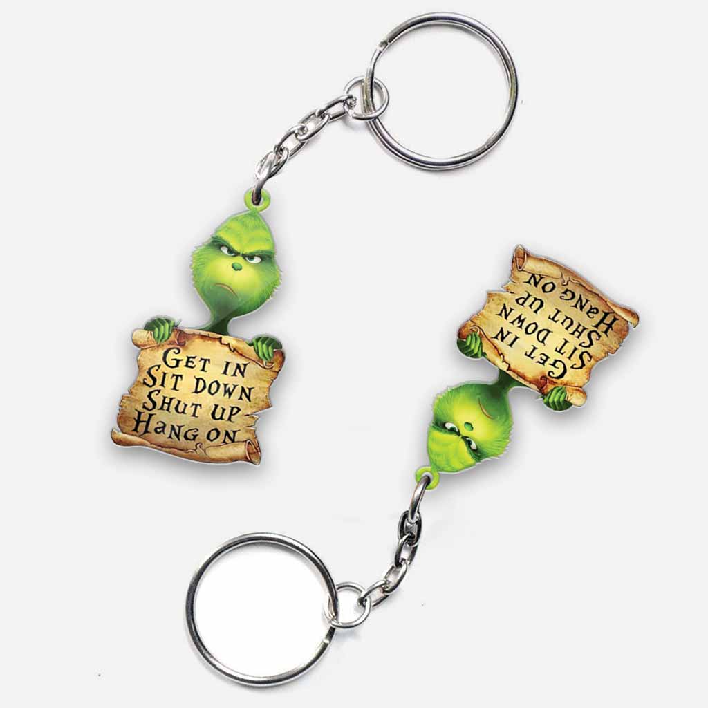 Monte, assieds-toi, tais-toi, attends ! - Porte-clés Green Mischief (Imprimé des deux côtés)