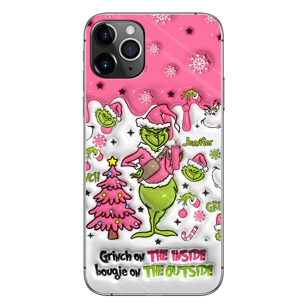 Le Grinch à l'intérieur - Coque de téléphone personnalisée avec étole de Noël