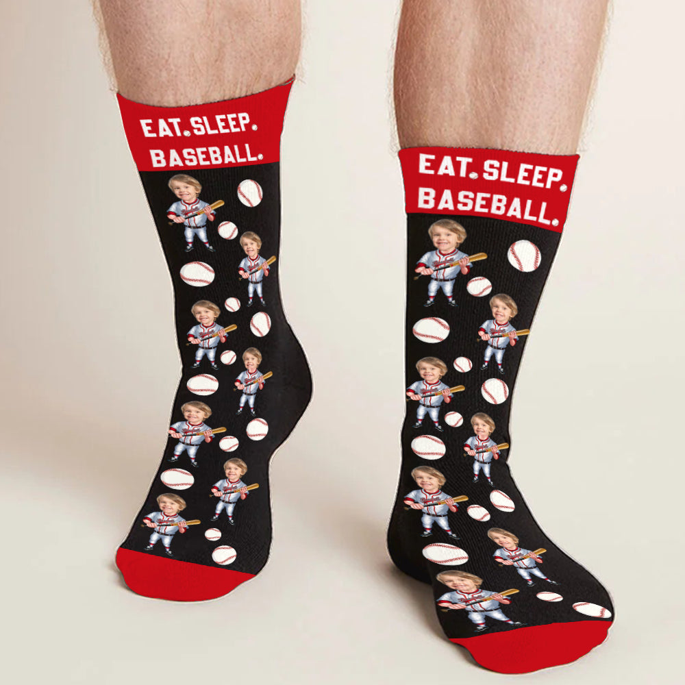 Manger, dormir, baseball - Chaussettes de baseball personnalisées