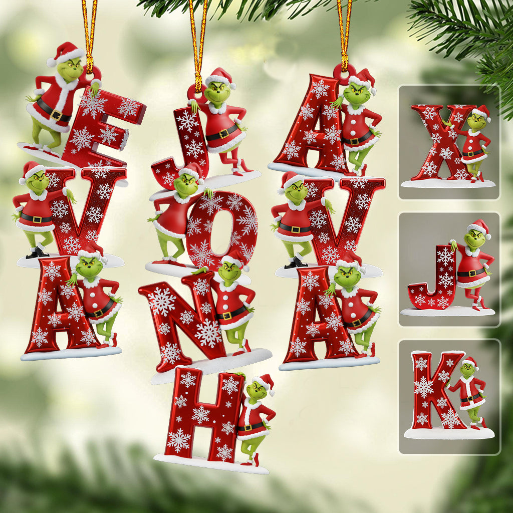 Perfect Green Monster Name Letter - Personalized Stole Christmas Transparent Ornament