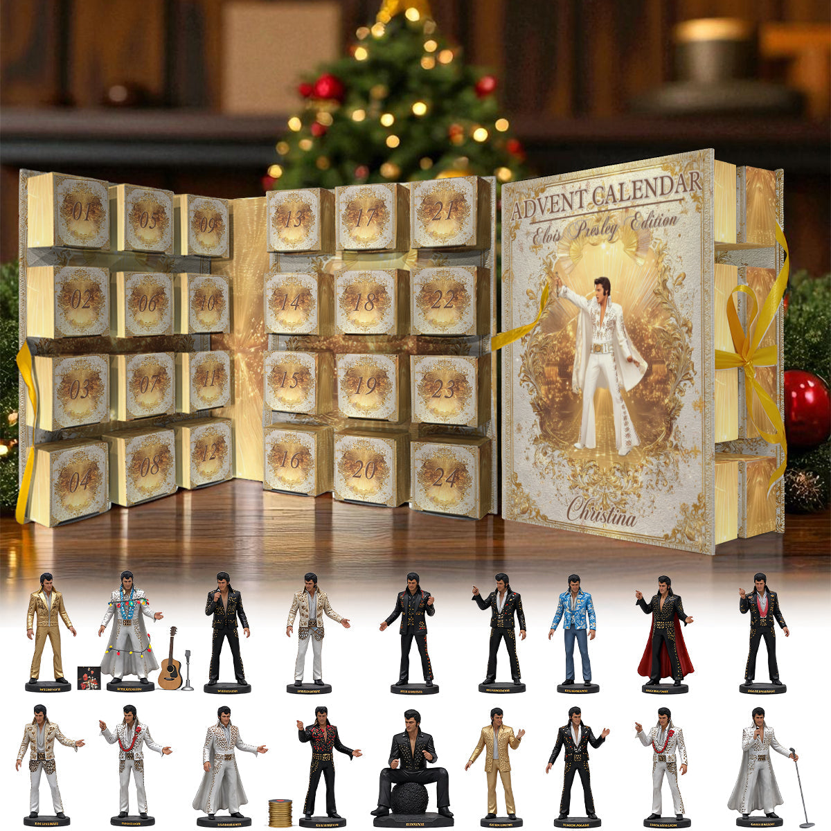The King Of Rock And Roll - Personalized King of Rock and Roll Folded Advent Calendar With Ornaments