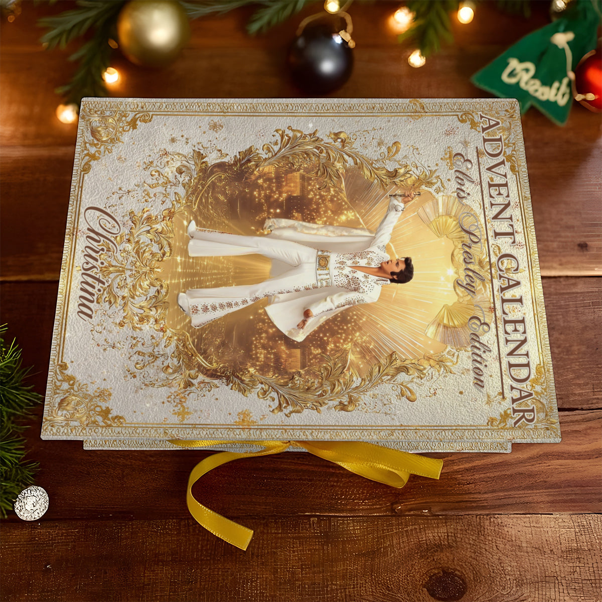 The King Of Rock And Roll - Personalized King of Rock and Roll Folded Advent Calendar With Ornaments