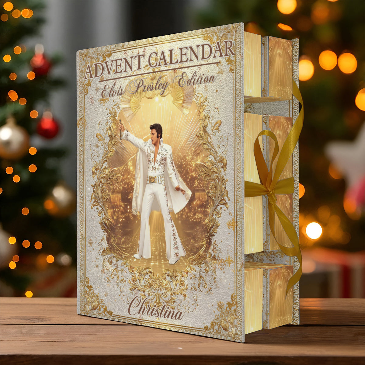 The King Of Rock And Roll - Personalized King of Rock and Roll Folded Advent Calendar With Ornaments