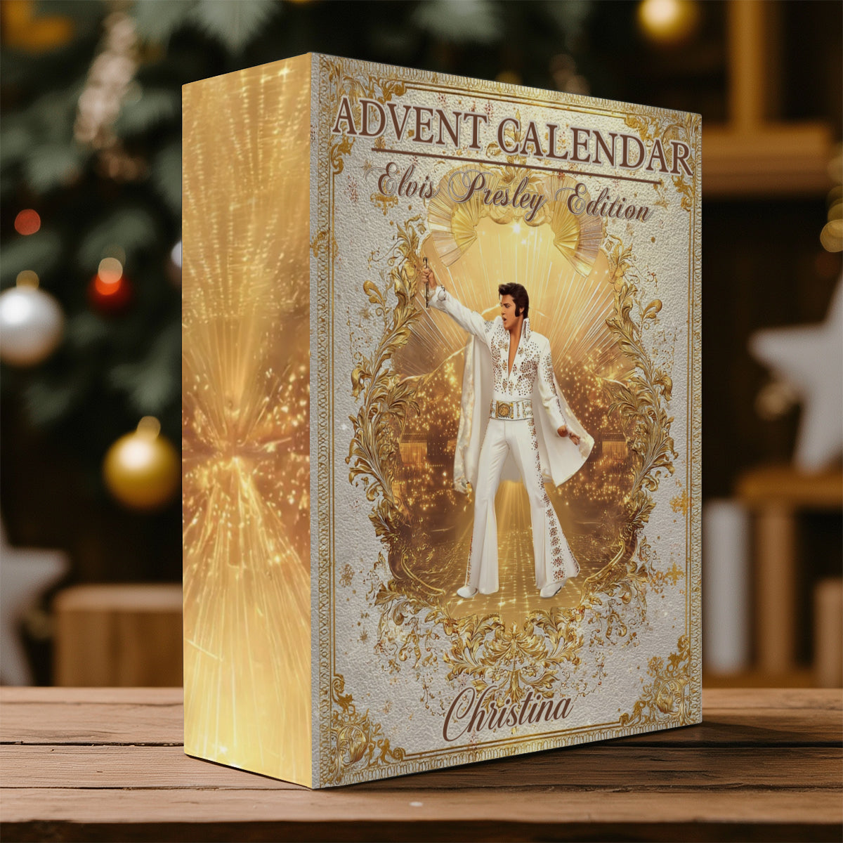 The King Of Rock And Roll - Personalized King of Rock and Roll Folded Advent Calendar With Ornaments
