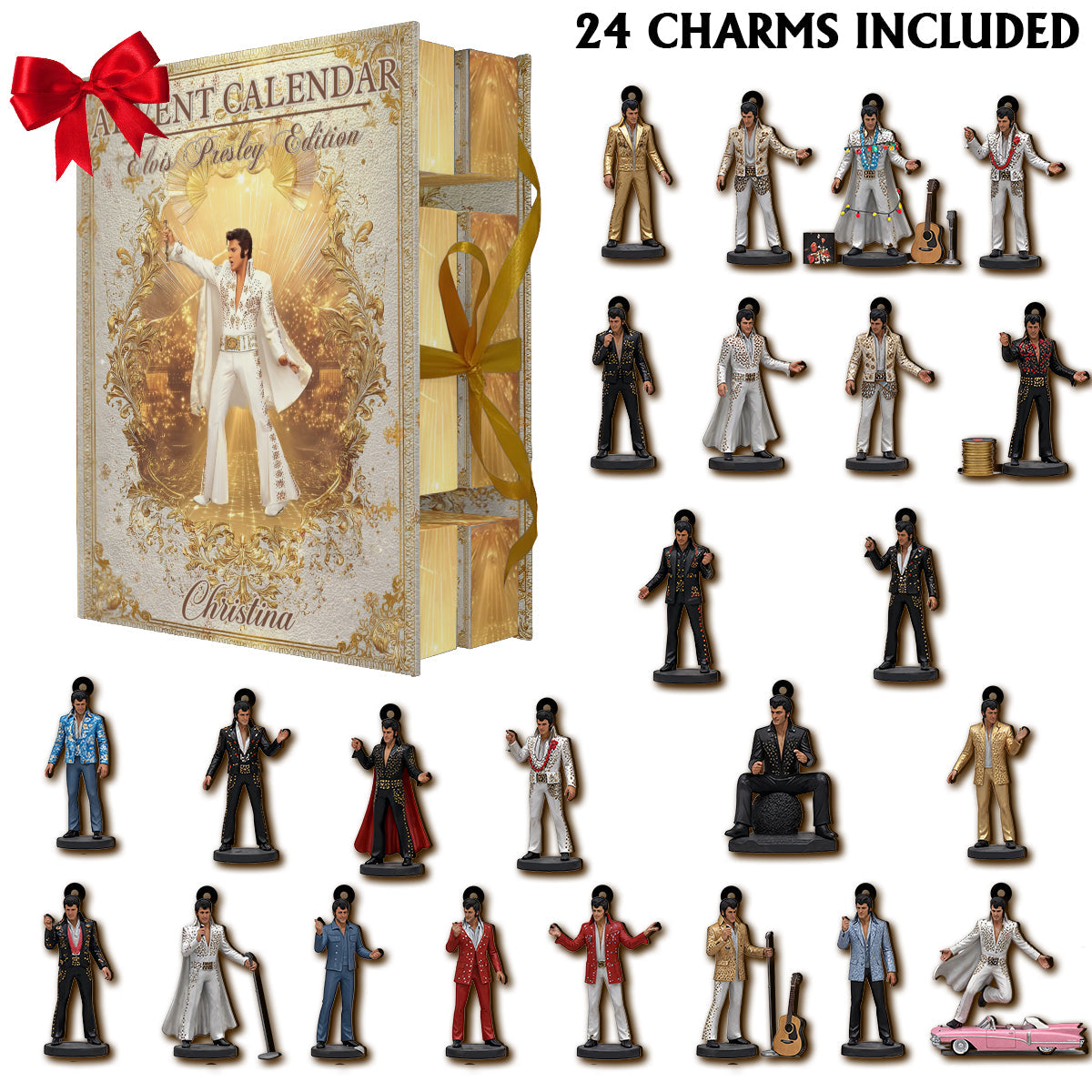 The King Of Rock And Roll - Personalized King of Rock and Roll Folded Advent Calendar With Ornaments