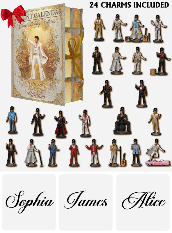 The King Of Rock And Roll - Personalized King of Rock and Roll Folded Advent Calendar With Ornaments