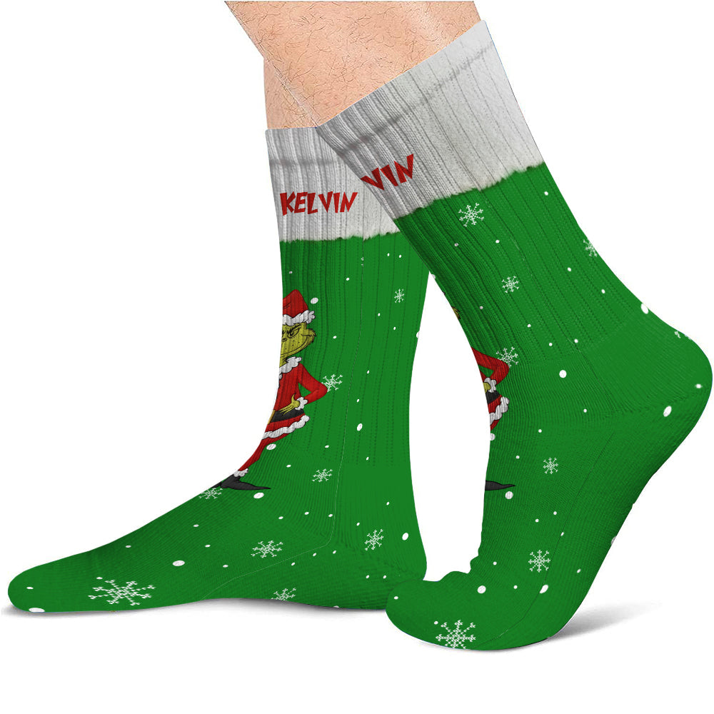 Green Monster - Personalized Stole Christmas Socks