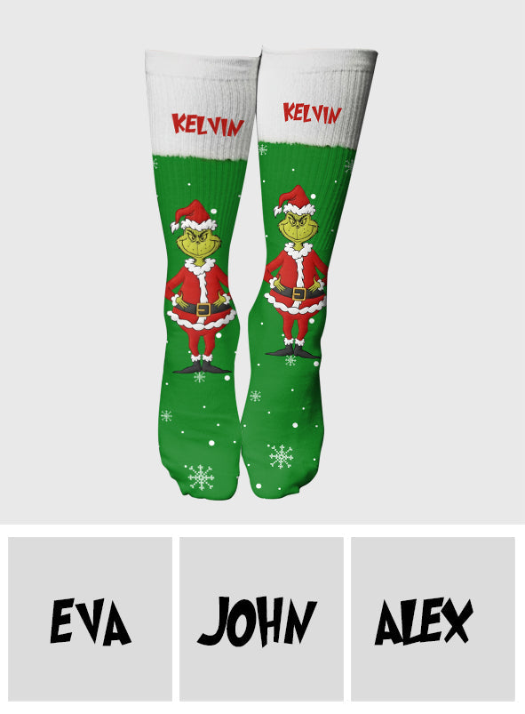 Green Monster - Personalized Stole Christmas Socks