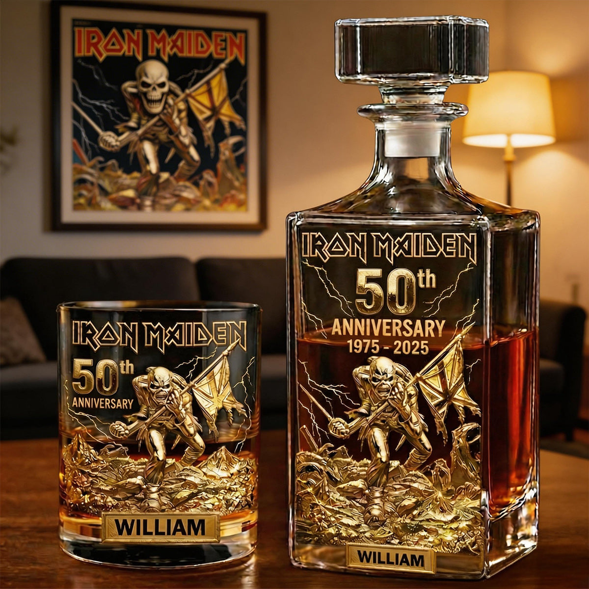 Heavy Metal Anniversary - Personalized Iron Maiden Whiskey Decanter Set