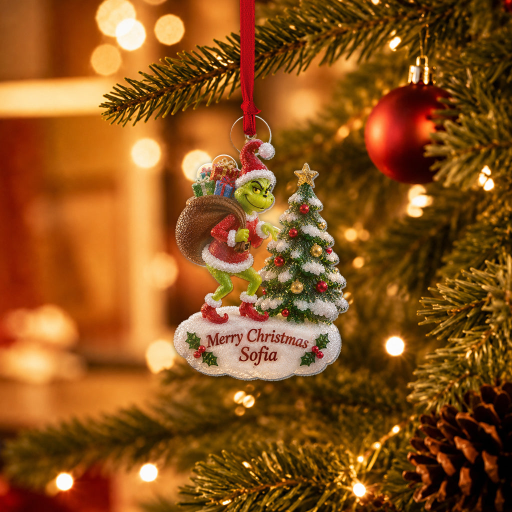 Merry Christmas - Personalized Stole Christmas Custom Shape Glass Ornament