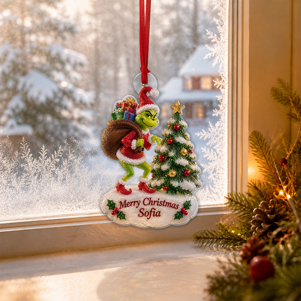 Merry Christmas - Personalized Stole Christmas Custom Shape Glass Ornament